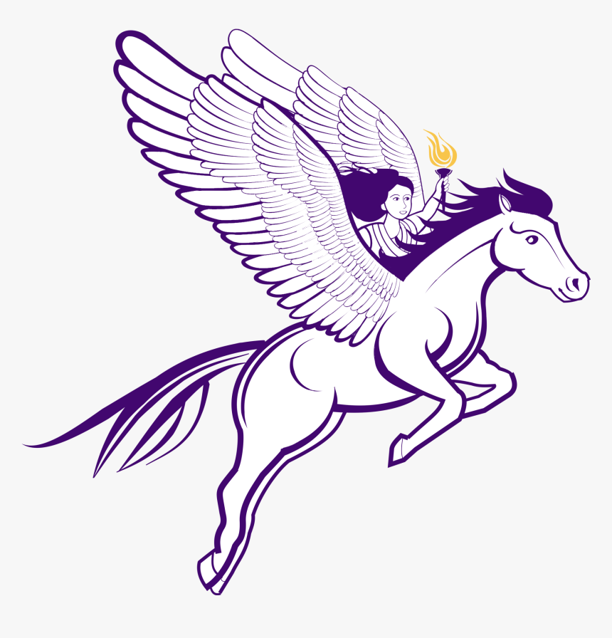 A Woman Flying On A Pegasus Horse Holding A Torch - Mane, HD Png Download, Free Download