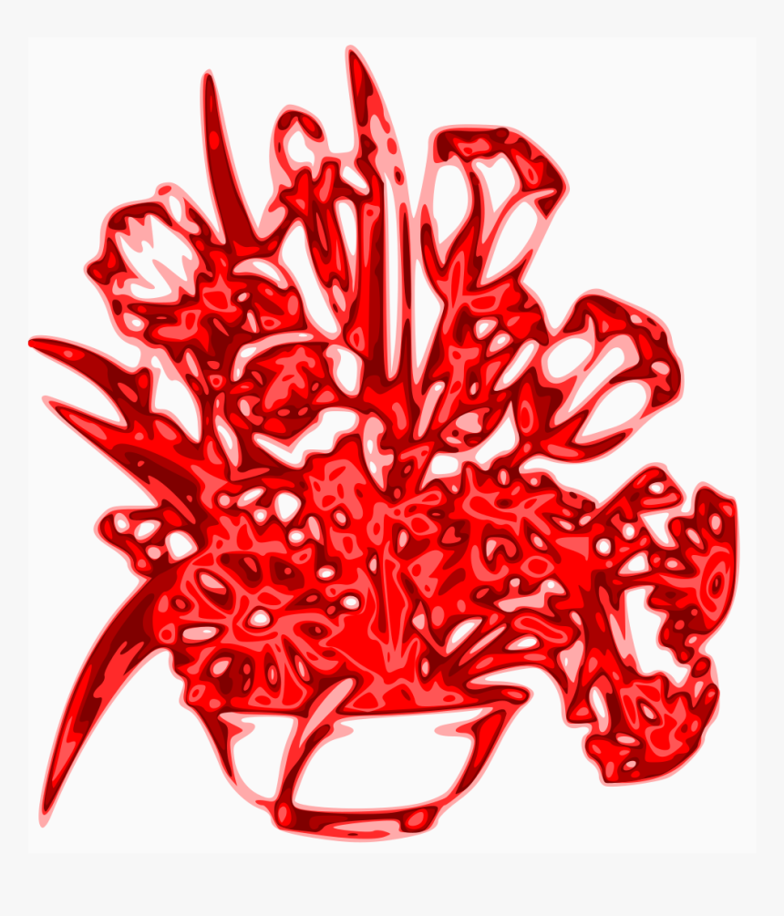 Bowl Of Red Flowers Clip Arts - Draw Flowers, HD Png Download, Free Download