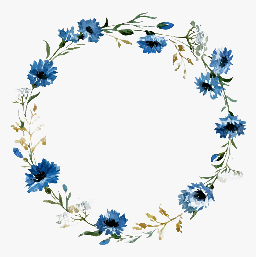 Vintage Floral Blue Frame Png Free Download - Blue Floral Border Png, Transparent Png, Free Download