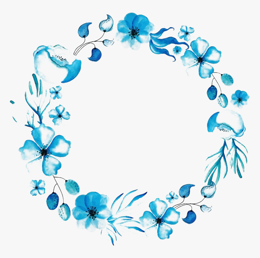 Floral Blue Frame Png Picture - Blue Floral Frame Png, Transparent Png, Free Download