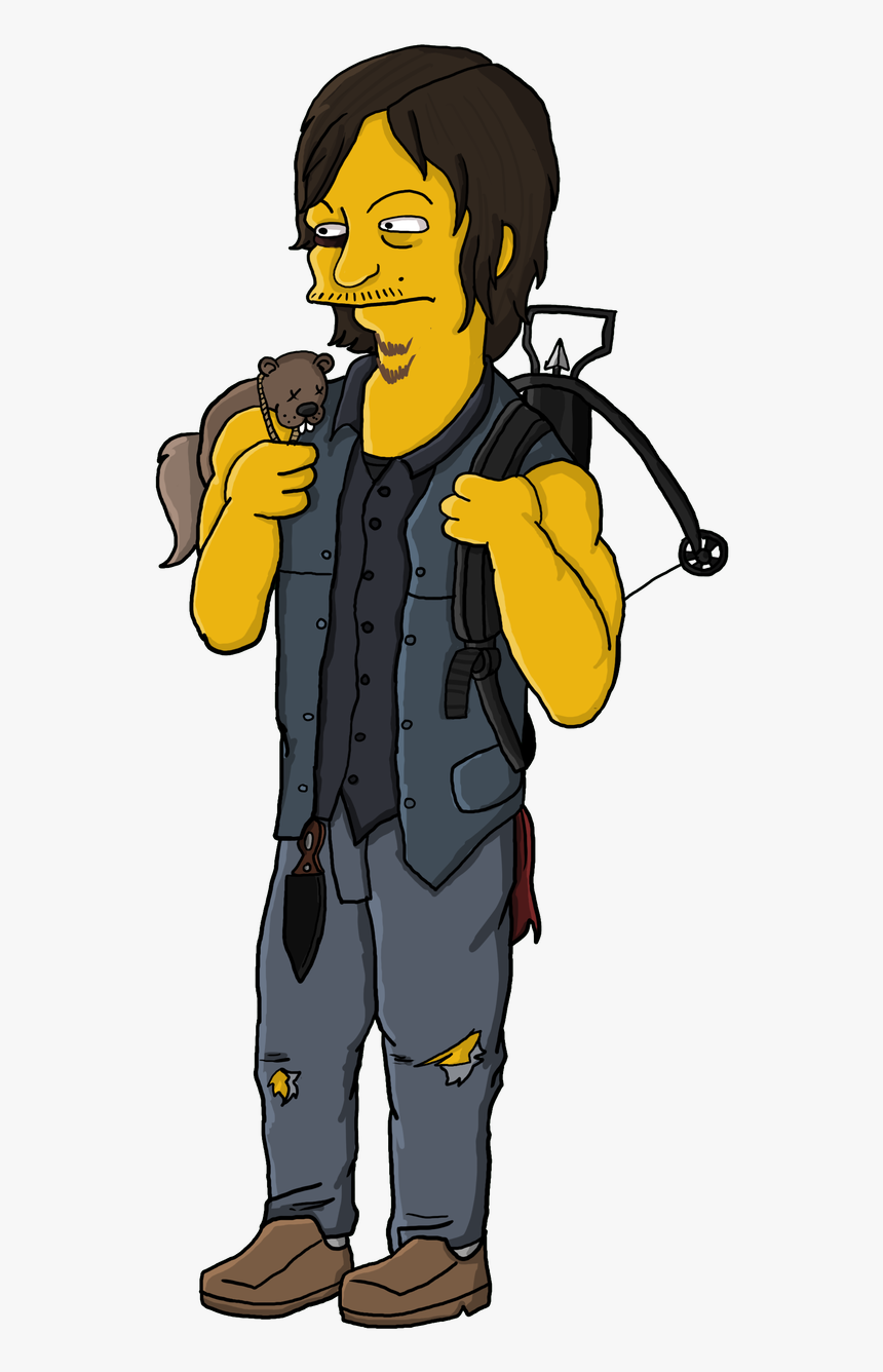 Daryl Dixon Simpson - Walking Dead Daryl Dixon Art, HD Png Download, Free Download