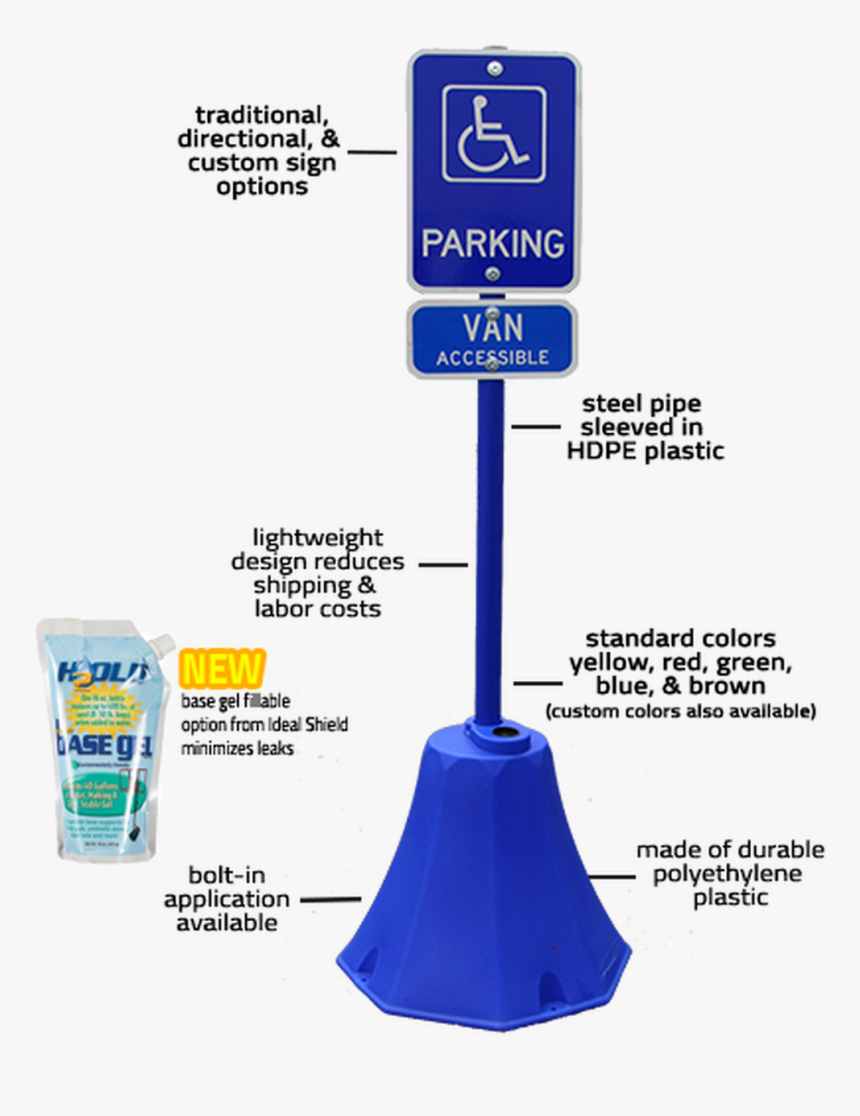 Blue Octagon Sign Base With Sign Pole And Handicap - Plastic, HD Png Download, Free Download