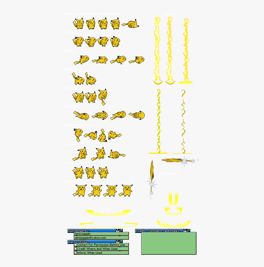 Pikachu Db Sprites - Pikachu Sprite Sheet, HD Png Download, Free Download