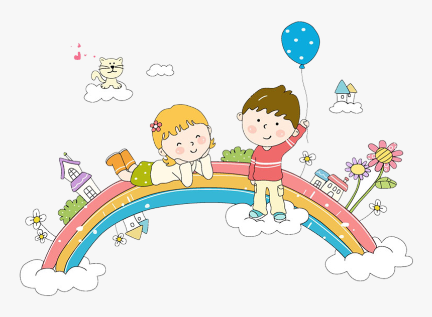 Rainbow Information Whiteboard Child Cartoon Interactive - Nursery School Cartoon, HD Png Download, Free Download