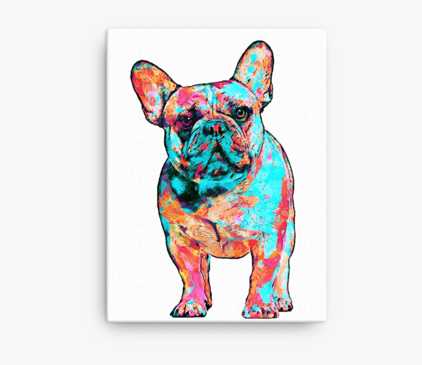 French Bulldog Colorful Painting Canvas - French Bulldog, HD Png Download, Free Download