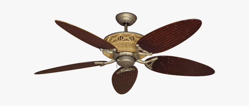 Picture Of Tiki Antique Bronze With - Bamboo Ceiling Fan, HD Png Download, Free Download