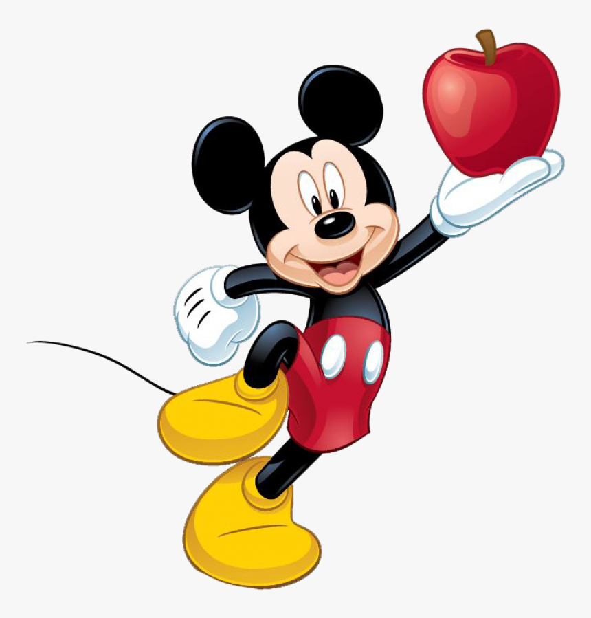 Mickey Mouse With Apple, HD Png Download, Free Download