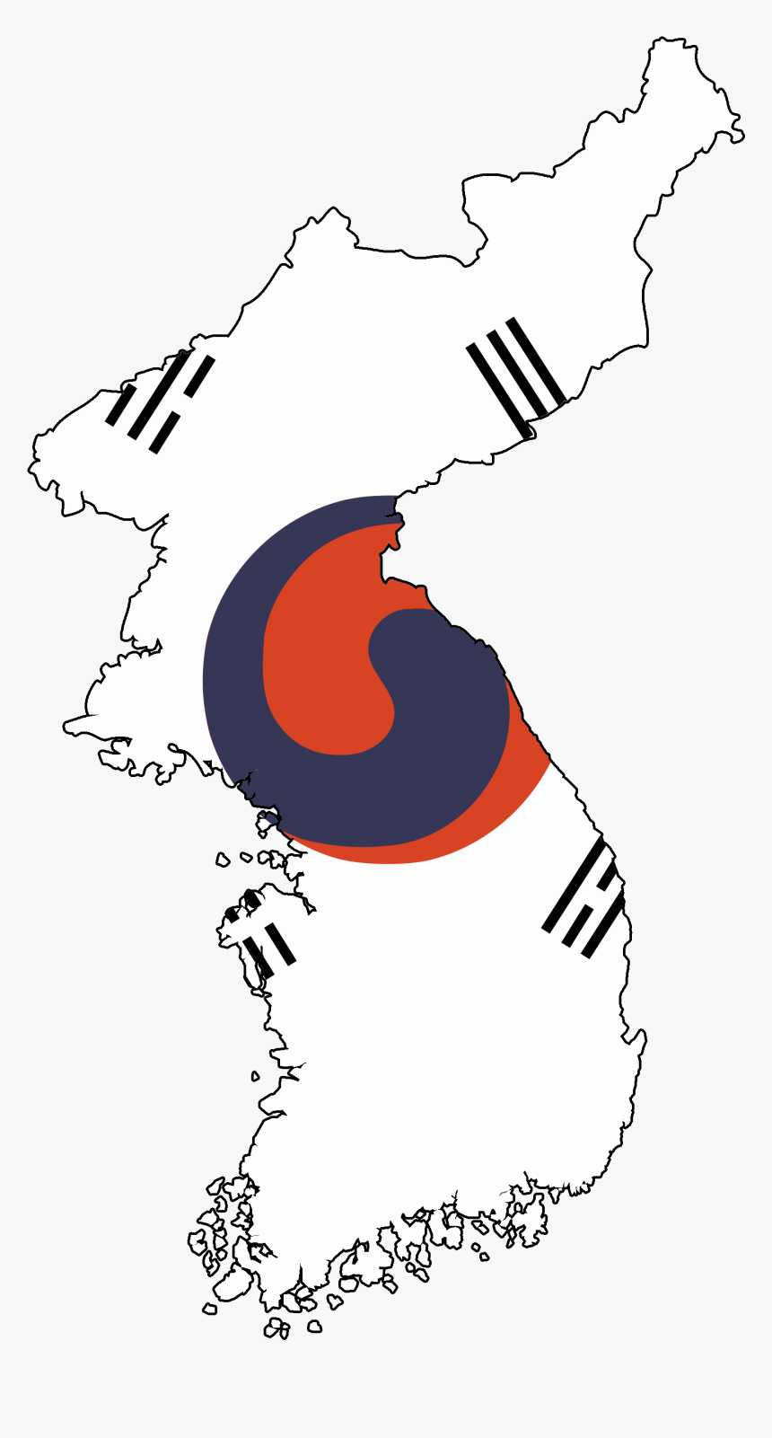 Flag Map Of The Korean Empire - Korea Flag Map, HD Png Download, Free Download