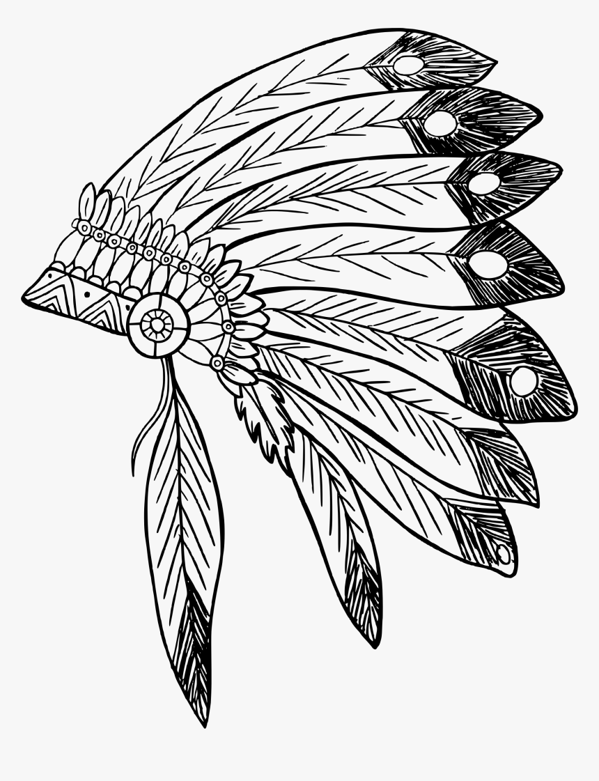 Native American Headdress Clip Arts - Native American Headdress Drawing, HD Png Download, Free Download