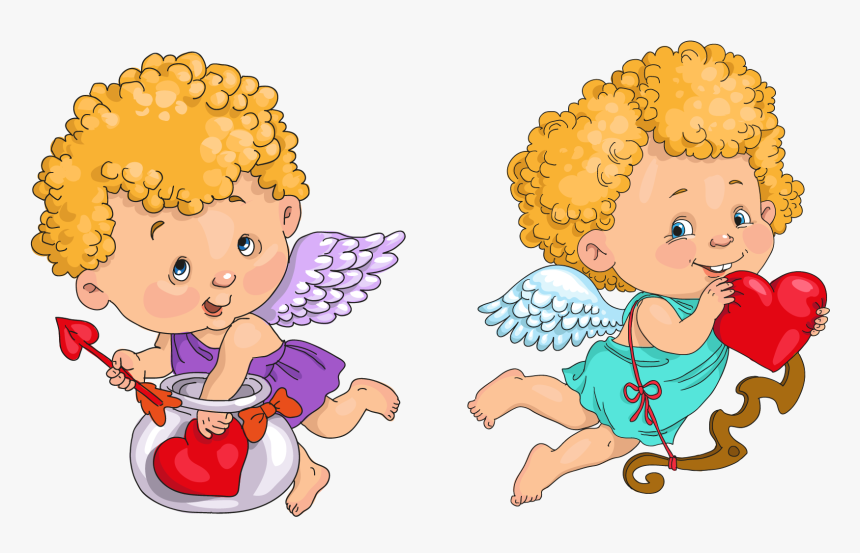 Cupid Cartoon Heart Illustration - Cute Angel Vector, HD Png Download, Free Download