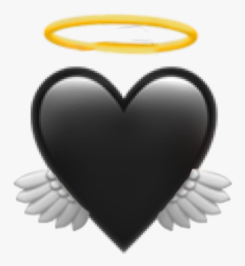 #blackheart #angel #heart #interesting #art #freetoedit - Black Angel Emoji Heart Png, Transparent Png, Free Download