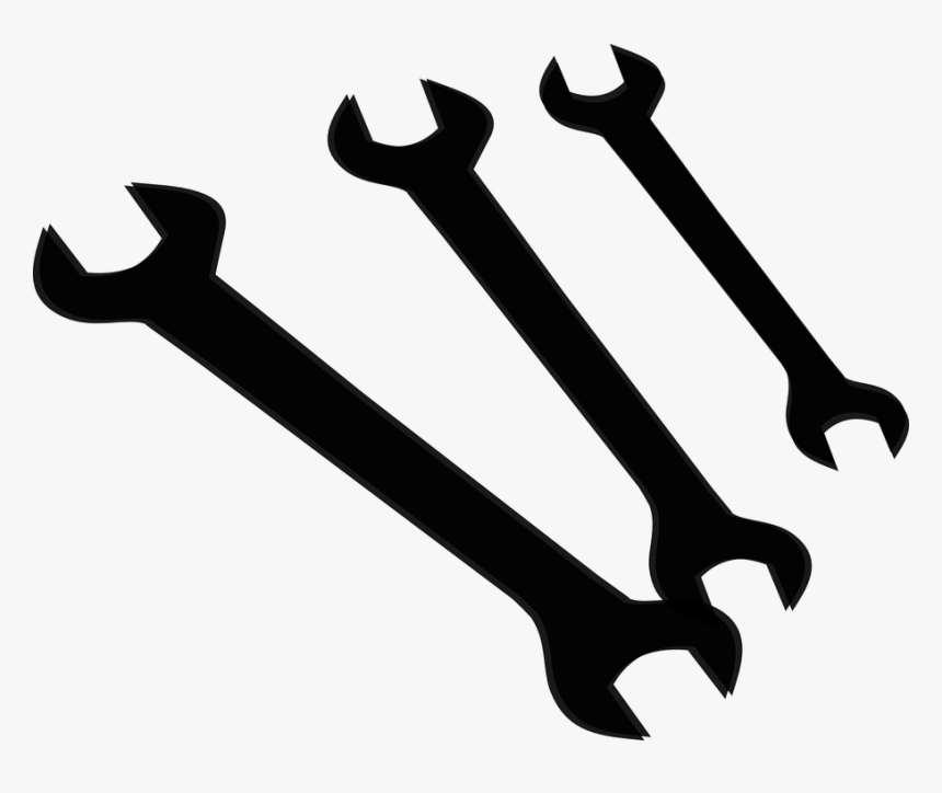 Wrench, Hardware, Tools, Work, Craft, Mechanic, Repairs - Black And White Wrench, HD Png Download, Free Download