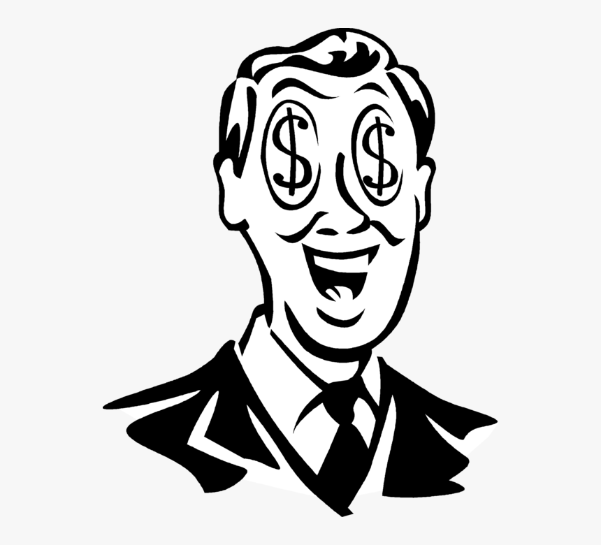 Vector Illustration Of Businessman With Cash Money - Money Sign In Eyes, HD Png Download, Free Download