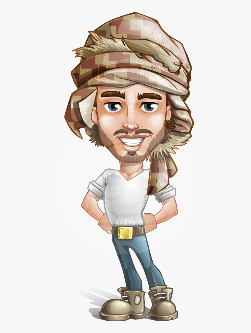 Desert Man Cartoon Vector Character Aka Sabih - Cartoon Person In Desert, HD Png Download, Free Download