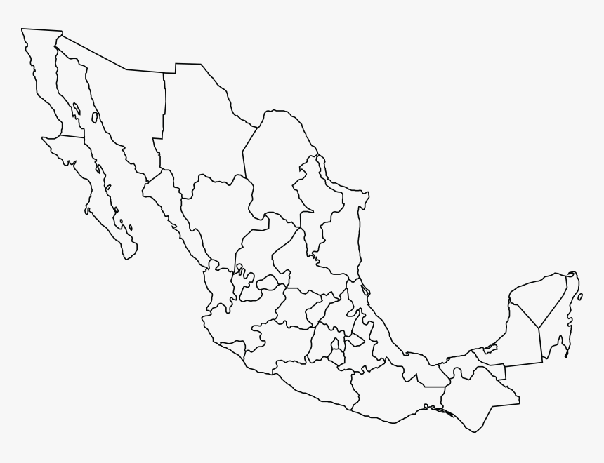 Map United Mexico States Blank Geography Clipart - Black And White Maps Of Mexico, HD Png Download, Free Download