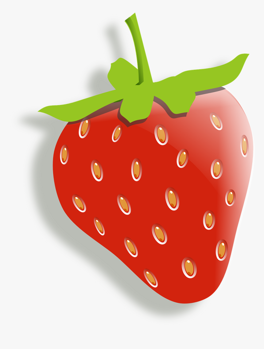 Strawberry, Fruit, Food, Red, Berry, Stem, Green - Strawberry Cartoon Transparent, HD Png Download, Free Download