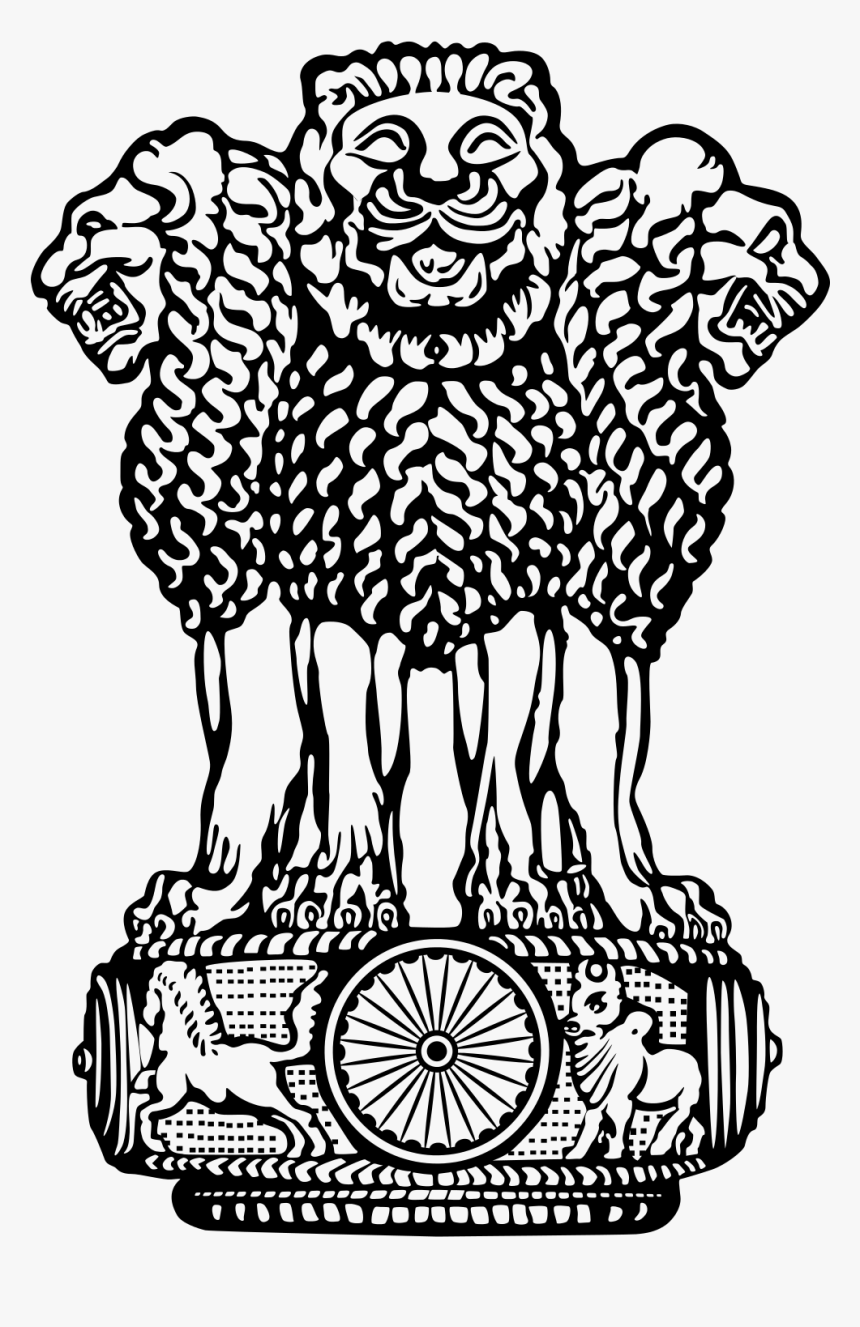 Coat Of Arms Of India Png - National Emblem Of India Outline, Transparent Png, Free Download