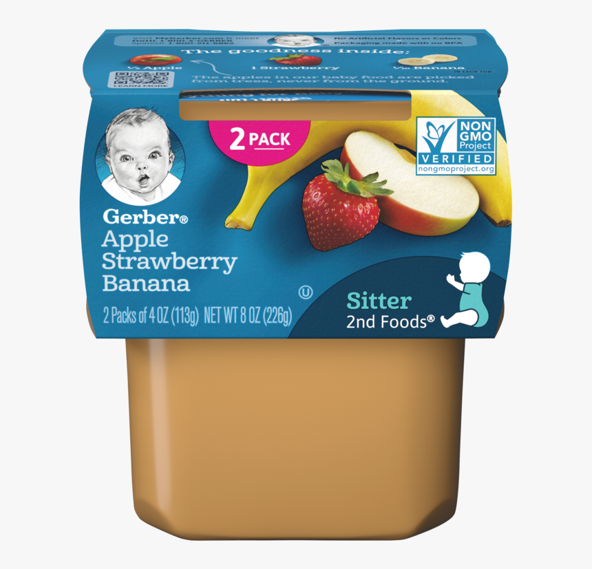 2nd Foods Apple Strawberry Banana - Gerber Baby Food, HD Png Download, Free Download