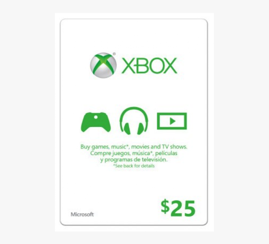 Xbox 360 Live Card - Xbox Gift Card 25 Usd, HD Png Download, Free Download