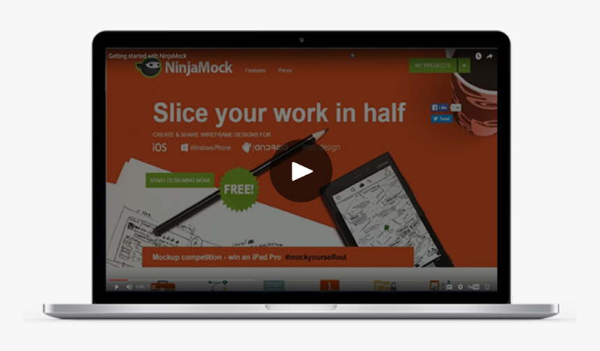 Video Demonstrating How To Make Wireframes In Ninjamock - Mockup Web Video, HD Png Download, Free Download