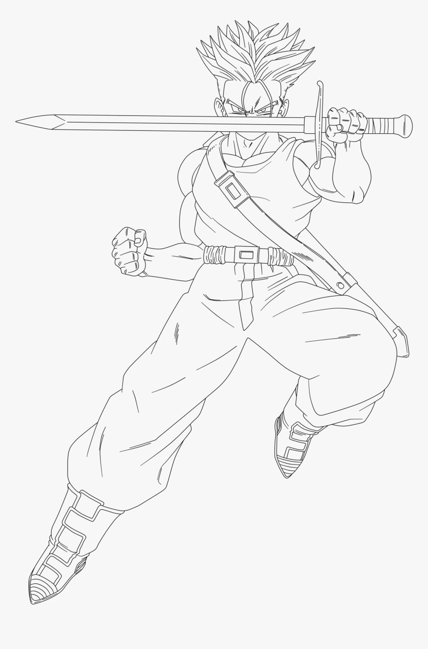 Trunks Sword Drawing - Trunks Drawing With Sword, HD Png Download, Free Download