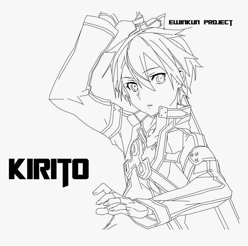 Line Art Kirigaya Kazuto Kirito Sword Artline By Ewinkun48 - Sword Art Online Coloring Pages, HD Png Download, Free Download