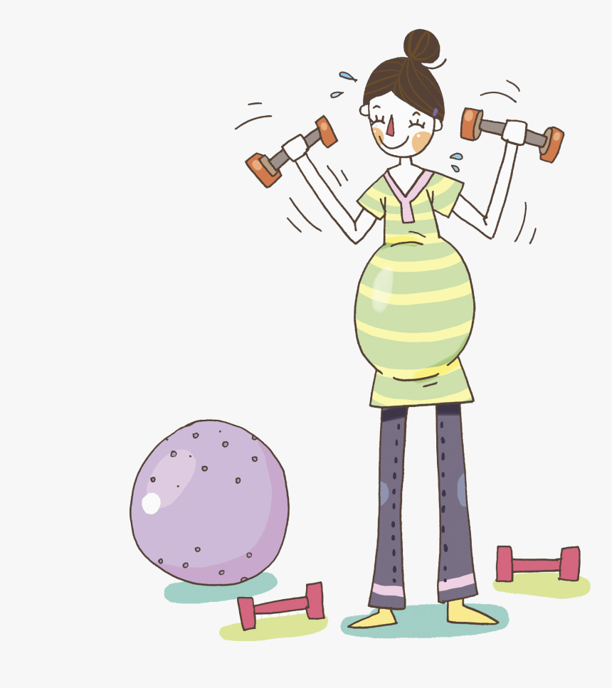 Pregnant Woman Exercising Drawing, HD Png Download, Free Download