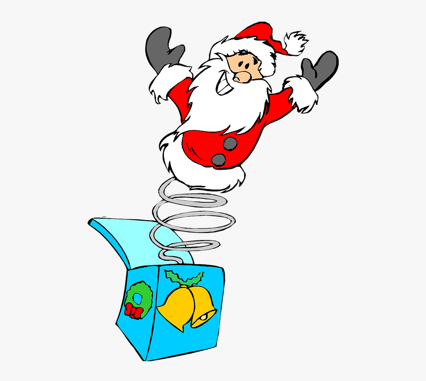Christmas, Holiday, Clip Art, Jack In The Box, Santa - Cartoon Christmas Jack In The Box, HD Png Download, Free Download