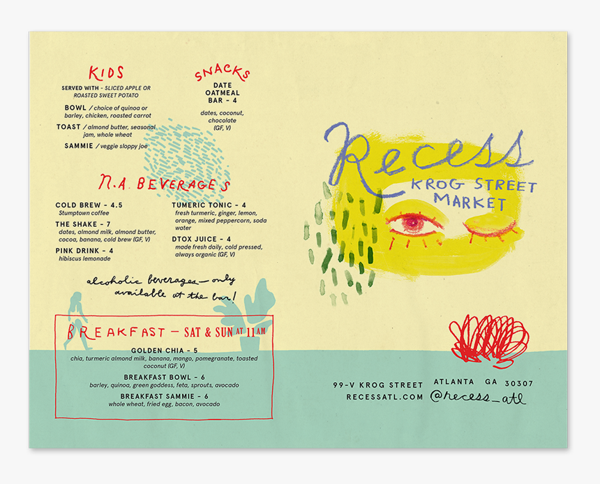 Recess Menu Preview - Recess Atlanta Menu, HD Png Download, Free Download