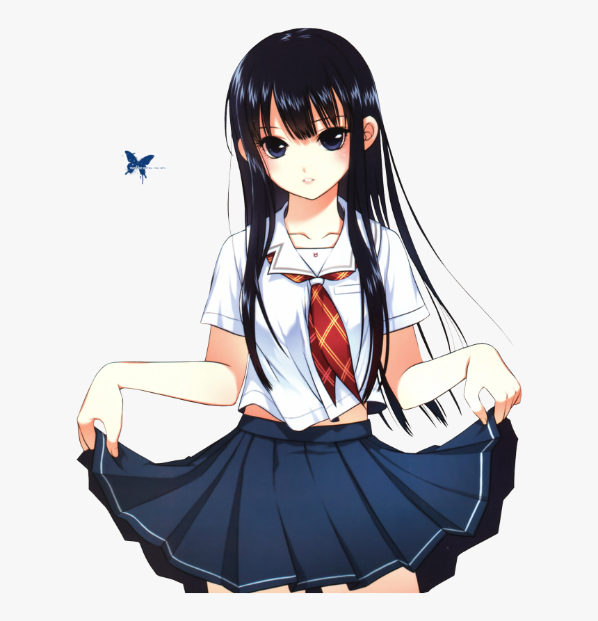 Anime Girl With Black Hair Pictures, Images And Photos - Cute School Black Hair Anime Girl, HD Png Download, Free Download