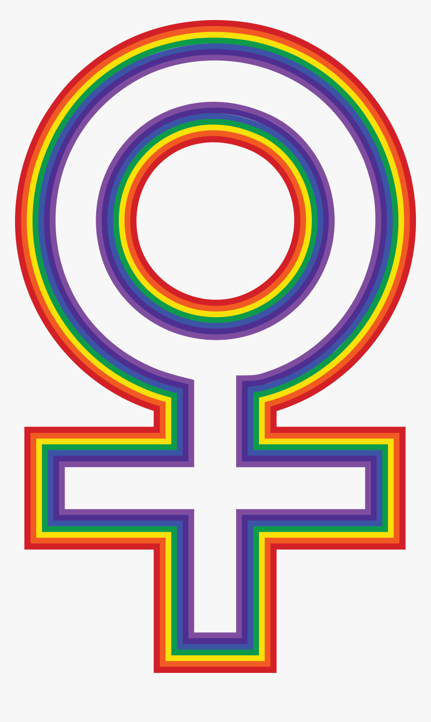 Free Clipart Of A Rainbow Female Gender Symbol - Gender Symbol, HD Png Download, Free Download