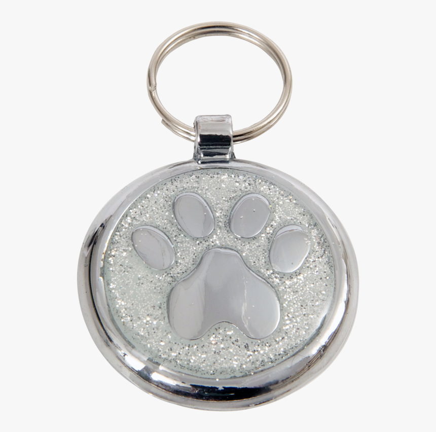 Luxury Designer Dog Tag Glitter Silver Sparkle Paw - Keychain, HD Png Download, Free Download