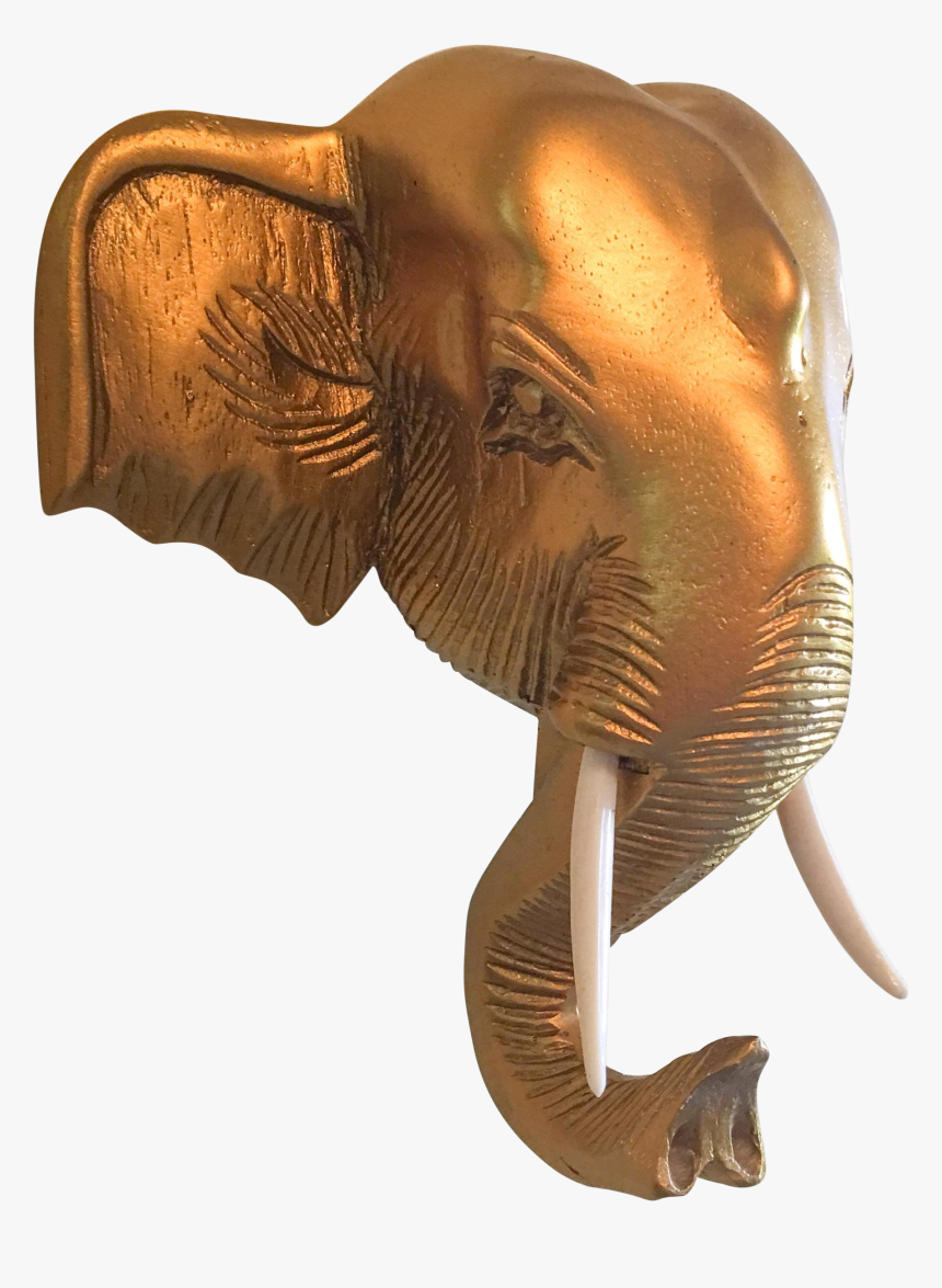 Handmade Gold Resin Elephant Head - Indian Elephant, HD Png Download, Free Download