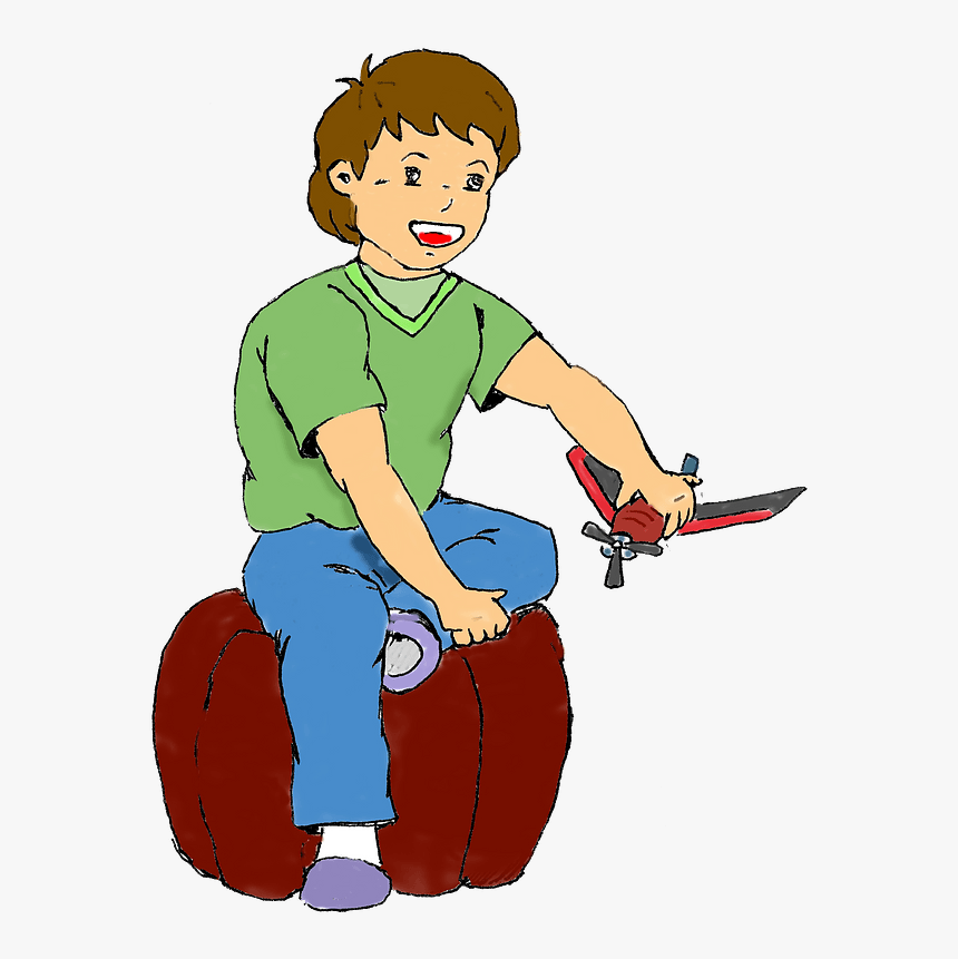 Boy Playing With A Plane Clipart - Anak Memegang Pesawat Mainan, HD Png Download, Free Download