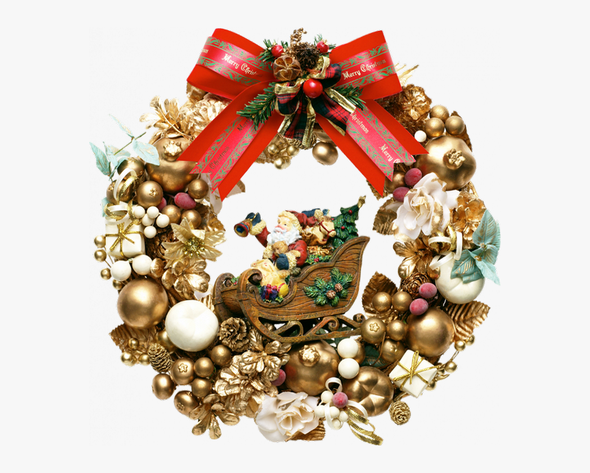 Couronne De Noël Dorée - Новогодний Венок Без Фона, HD Png Download, Free Download