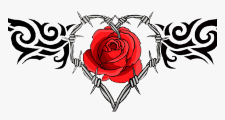 Barb Wire Heart Tattoo , Png Download - Rose Barb Wire Tattoo, Transparent Png, Free Download