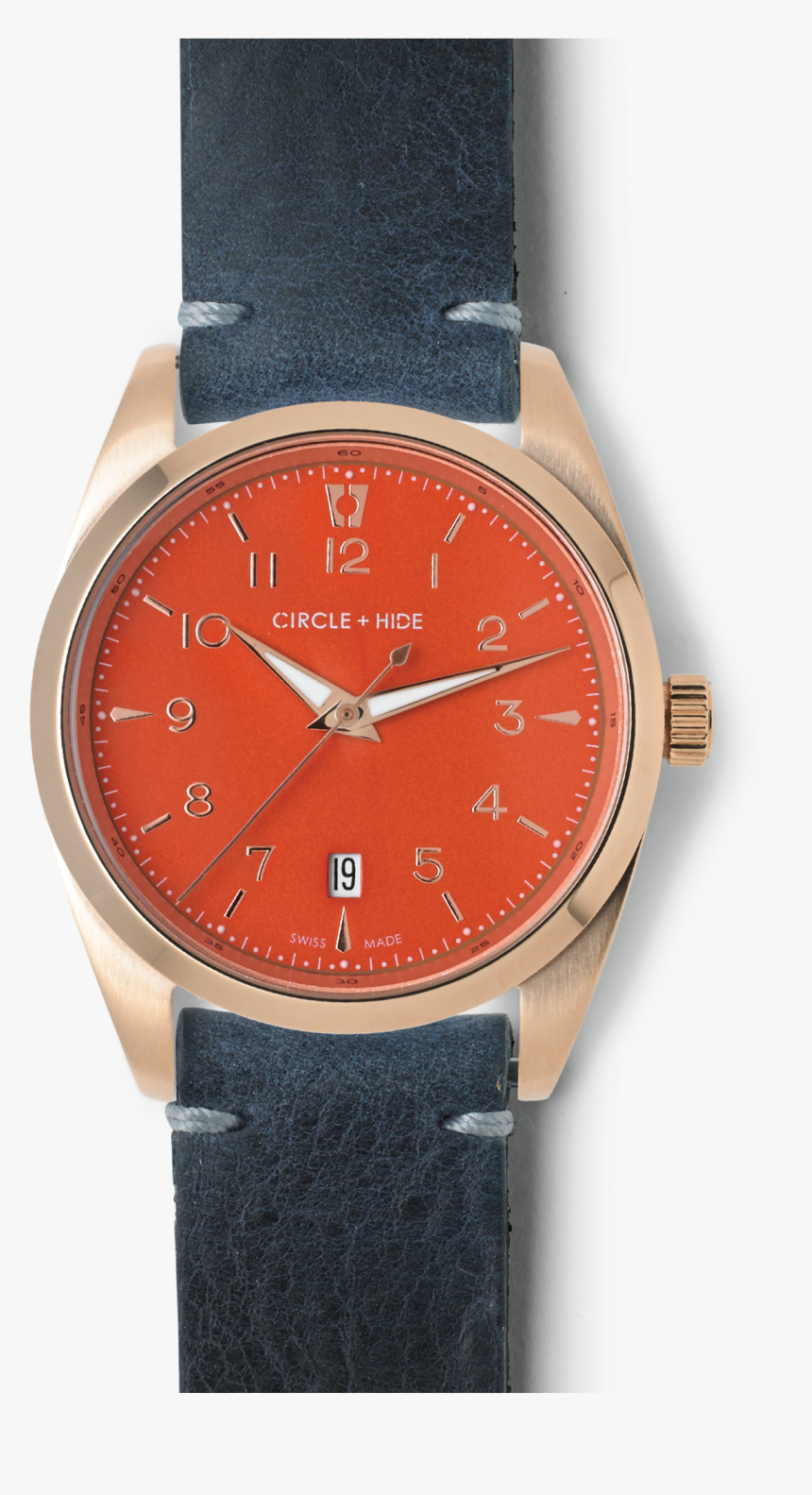 Rose Gold Watch Flame Dial Navy Leather Band - Analog Watch, HD Png Download, Free Download