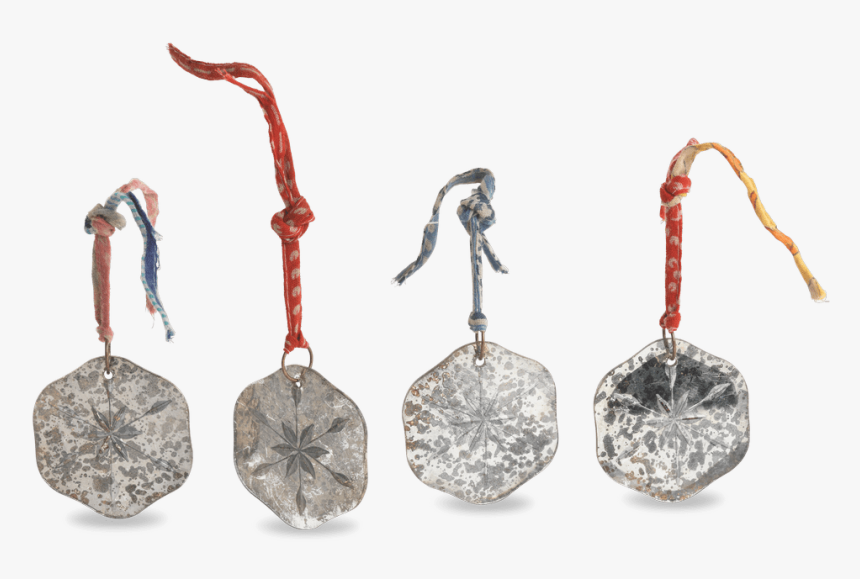 Set Of 4 Silver Snowflake Antique Baubles - Earrings, HD Png Download, Free Download