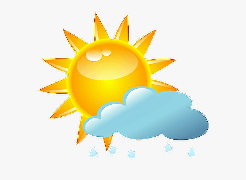 #sun Rain Sol Lluvia - Sunny And Cloudy Clipart, HD Png Download - kindpng.