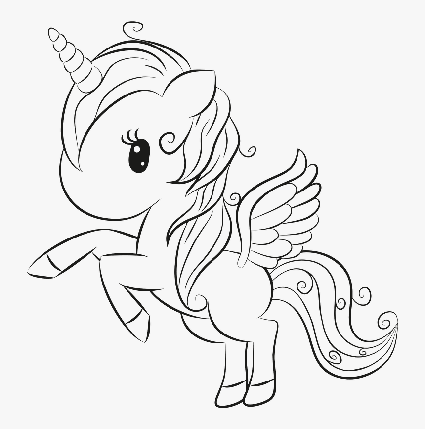 Cute Unicorn Lineart Clipart - Cute Unicorn Coloring Pages, HD Png Download, Free Download