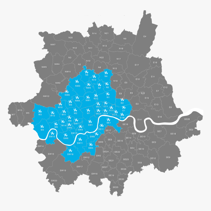 02 London Postcodes 5 Map - Illustration, HD Png Download, Free Download