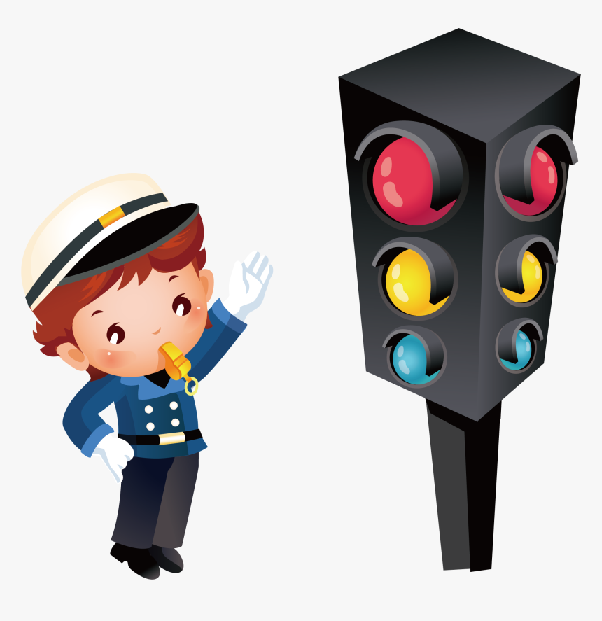 Clip Art Black And White Traffic Burglar Transprent - Traffic Light And Police, HD Png Download, Free Download