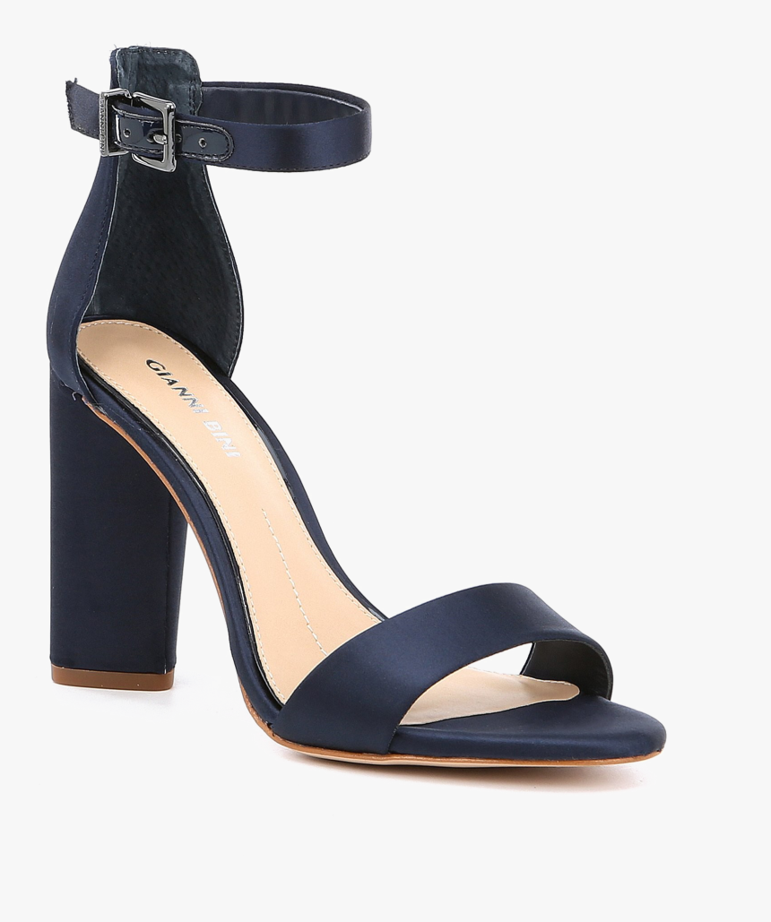 Heels Png Image Background - Satin Navy Block Heel Sandal, Transparent Png, Free Download