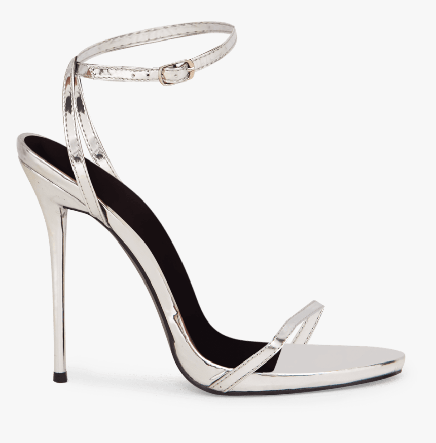 Silver Patent Pu Single Strap Stilleto Sandals - Basic Pump, HD Png Download, Free Download