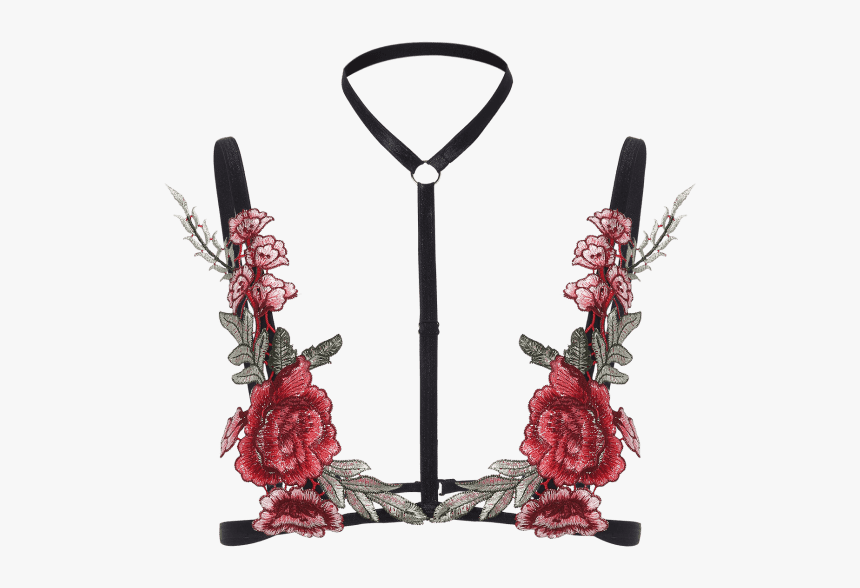 Affordable Bondage Floral Applique Lingeries Bra - Lingerie, HD Png Download, Free Download