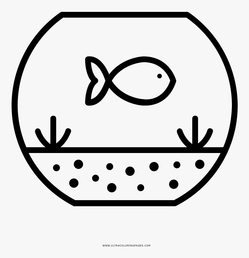 Fish Bowl Coloring Page - Akuarium Kartun Hitam Putih, HD Png Download, Free Download