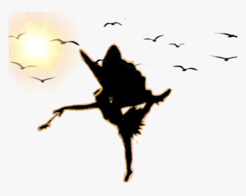 #fairy #faerie #silhouette #birds #sun - Silhouette Clipart Fairy Picking Flower, HD Png Download, Free Download