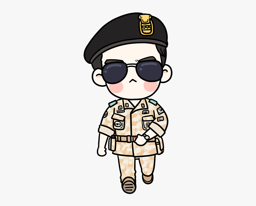 Wearing Korea Sunglasses Kang Drama Mo-yeon Soldiers - Descendant Of The Sun Cartoon, HD Png Download, Free Download