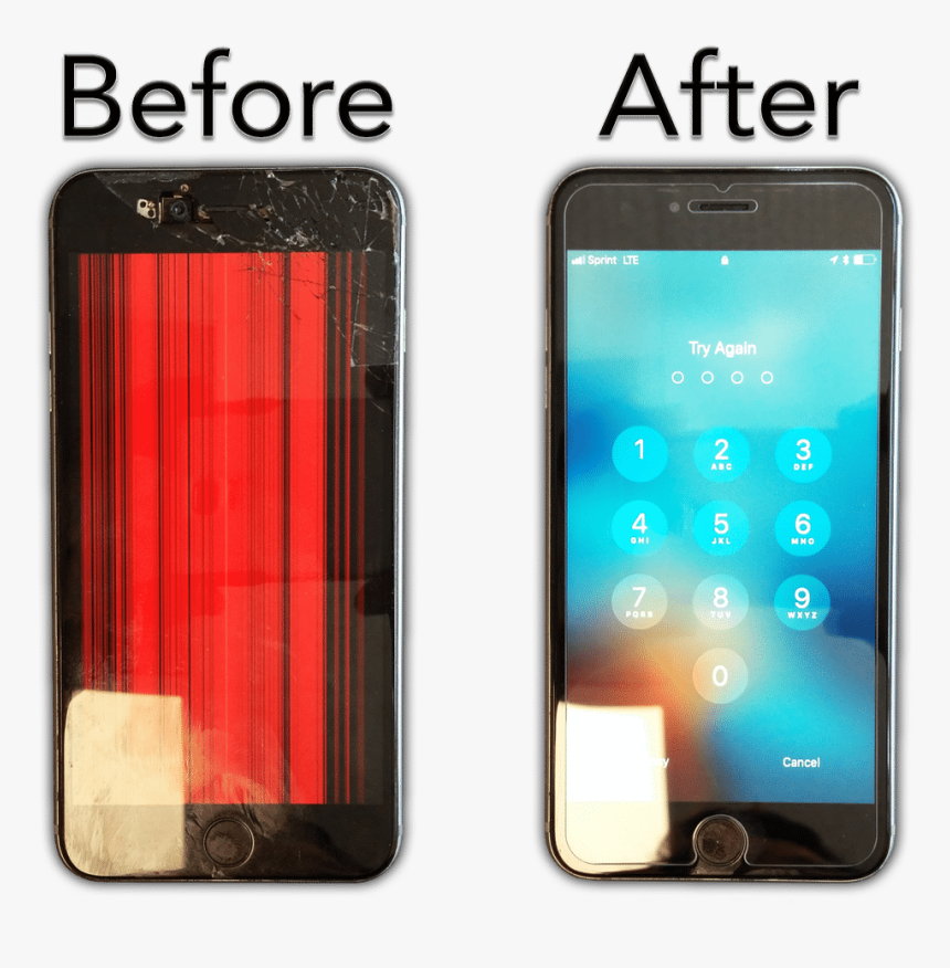 Transparent Broken Iphone Png Iphone Screen Replacement Before After Png Download Kindpng