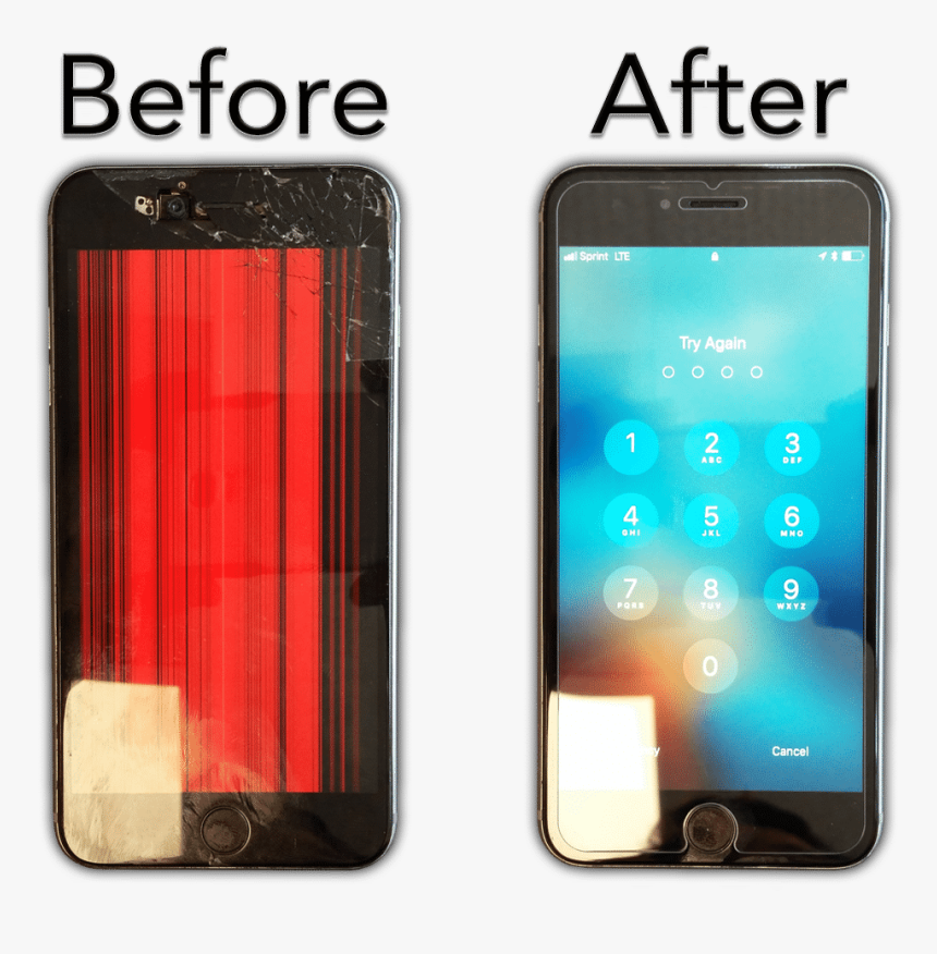 Transparent Broken Iphone Png - Iphone Screen Replacement Before After, Png Download, Free Download